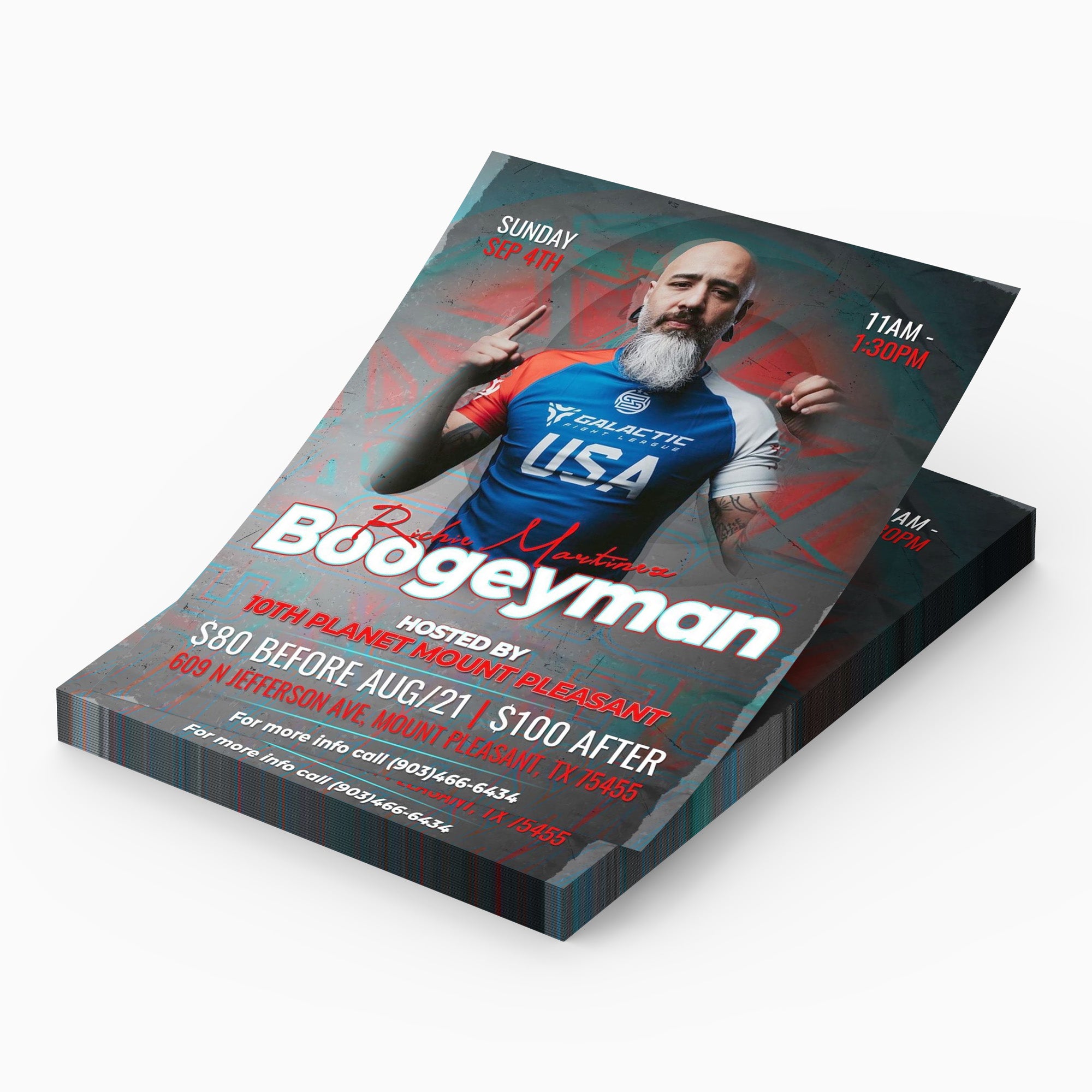 Jiu Jitsu Seminar Flyer Mockup for Boogeyman 10th Planet Oceanside by Eagr Ones Graphic Design Services